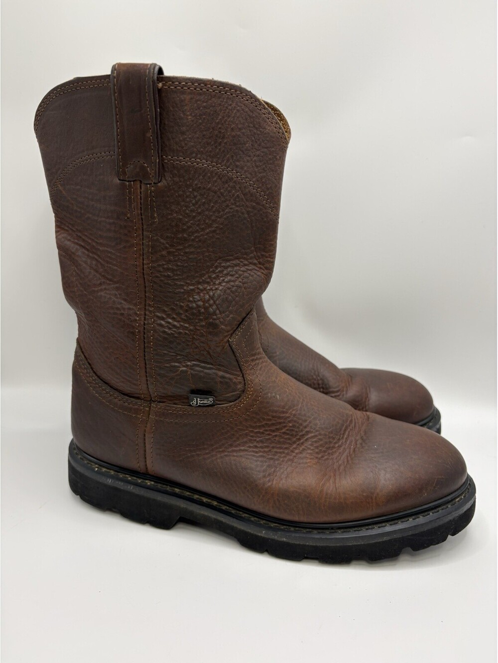Justin Screwdriver Pull On Brown Leather Work Boots Size 9.5 W Style-WK4905
